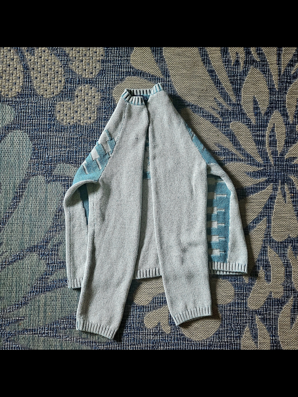 Pendleton Teal and Cream Women's Crewneck Sweater - Picture 4 of 6